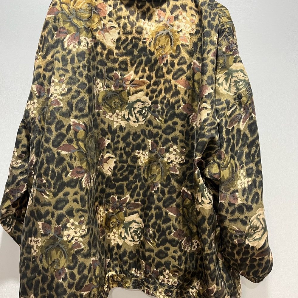 Vintage leopard print 80s 100% silk‎ bomber oversize jacket Size 3X - Picture 7 of 9